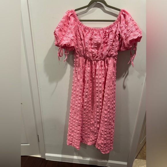 River Island Pink Textured Midi Dress - Picture 3 of 6